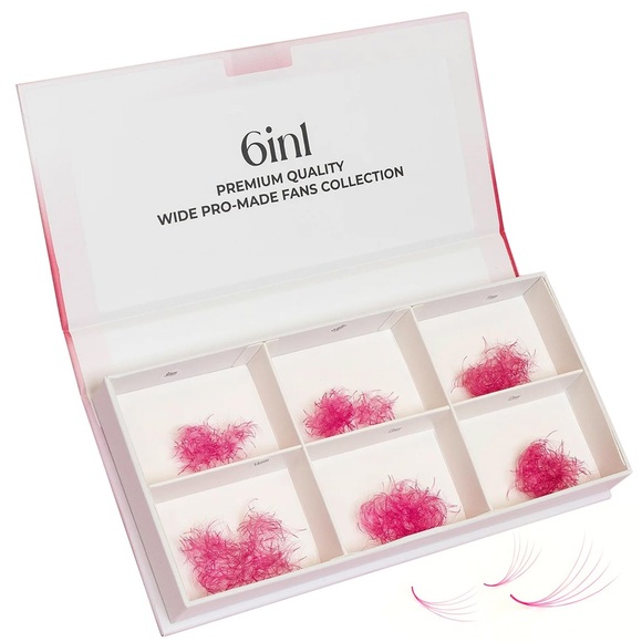 Colored Promade Mix 1500 Fans, 5D Handmade CC Curl, 9-14mm Mixed Length - Picture 1 of 9